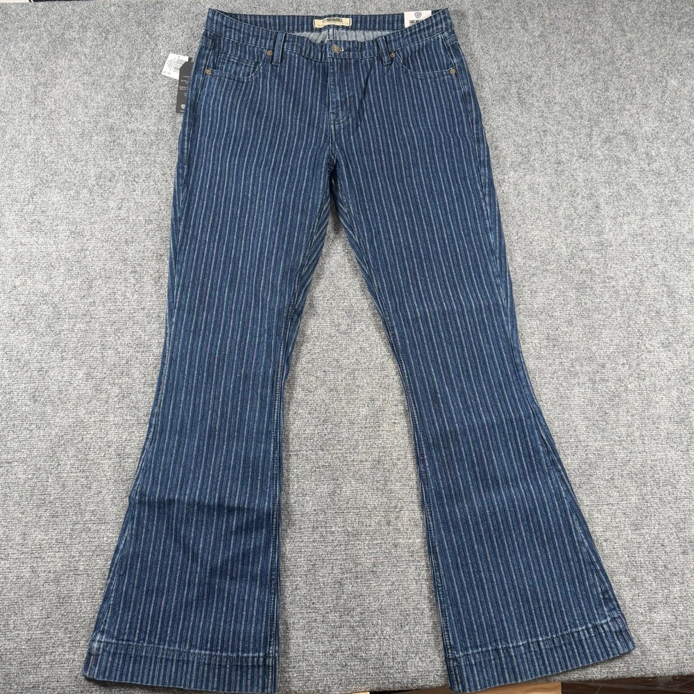 Rock & Roll Denim Trouser Women 32x36 Blue Striped Mid Rise Stretch Jeans